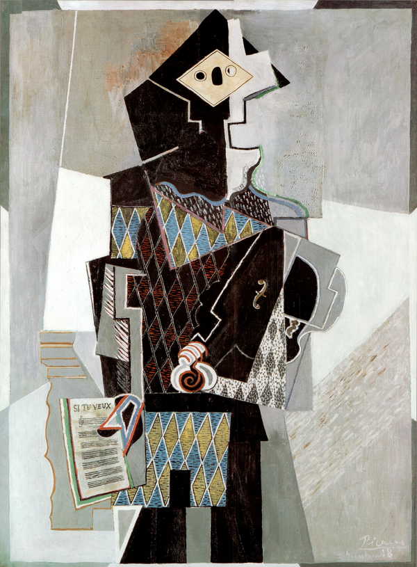 Harlequin with Violin by Pablo Picasso - 24 X 32 Inches (Art Print)