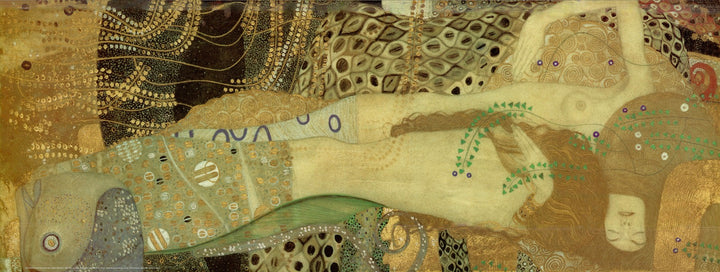Water Serpents I by Gustav Klimt - 15 X 40 Inches (Art Print)