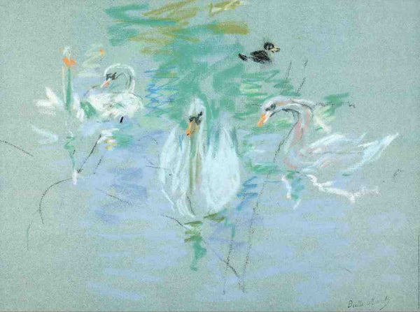 Swans / Cygnes, 1885 by Berthe Morisot - 24 X 32 Inches (Art Print)