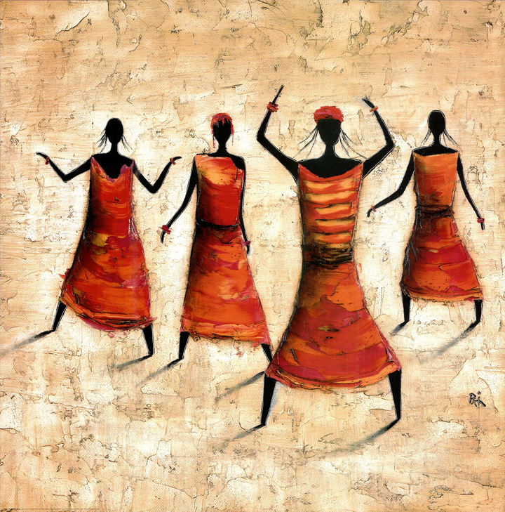 Four African Woman by Michel Rauscher - 28 X 28 Inches (Art Print)
