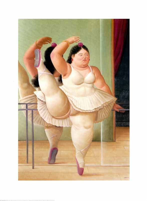 Balerina to the Handrail, 2001 by Fernando Botero - 24 X 32 Inches (Art Print)