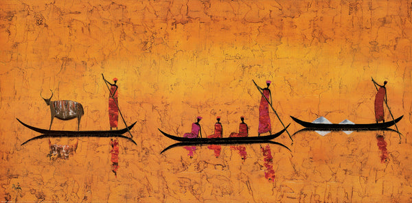 Traveling on the River by Michel Rauscher - 20 X 40 Inches (Art Print)