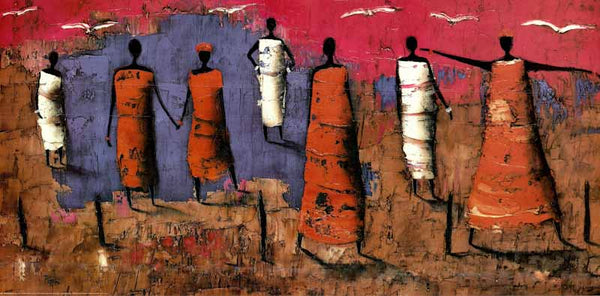 Seven African Women by Michel Rauscher - 20 X 40 Inches (Art Print)