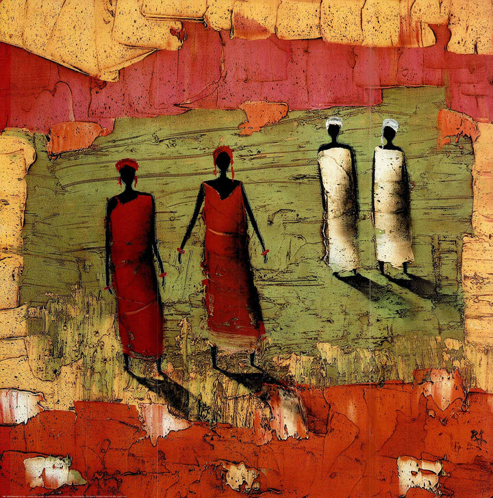 Four African Women by Michel Rauscher - 28 X 28 Inches (Art Print)