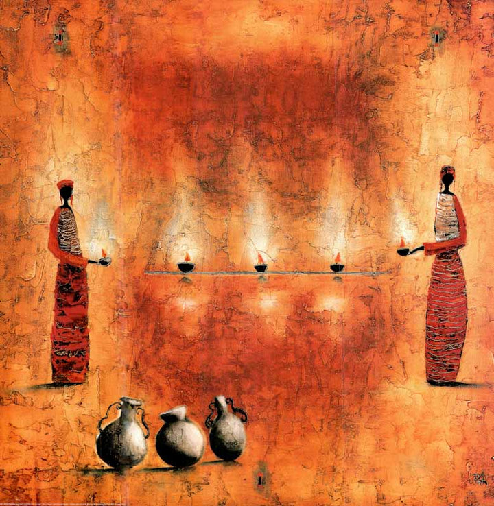 Two African Women by Michel Rauscher - 28 X 28 Inches (Art Print)
