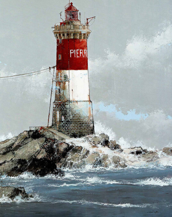 Les Pierres Noires Lighthouse by Julian Taylor - 24 X 32 Inches (Art Print)