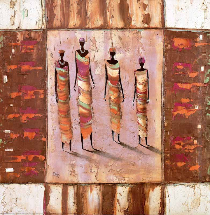 Four African Women by Michel Rauscher - 20 X 20 Inches (Art Print)