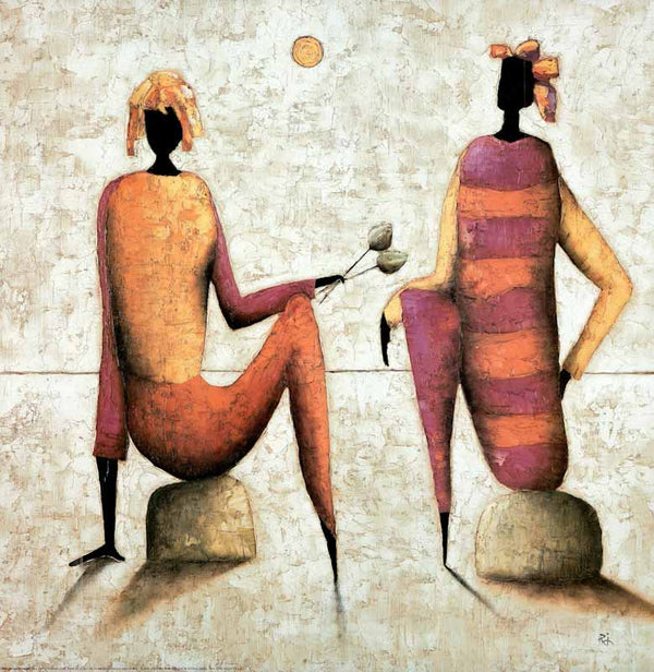 Two African Women by Michel Rauscher - 20 X 20 Inches (Art Print)