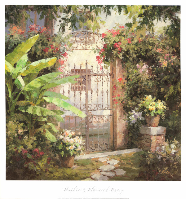 Flowered Entry by Haibin - 32 X 34 Inches (Art Print)