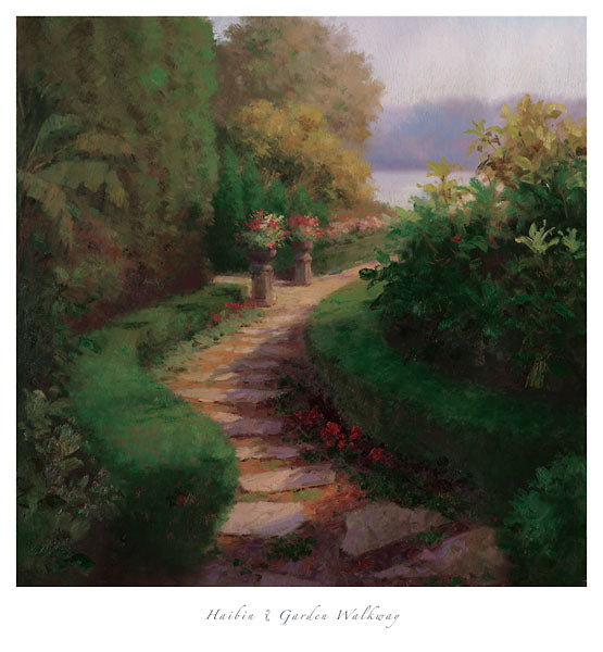 Garden Walkway by Haibin - 37 X 40 Inches (Art Print)
