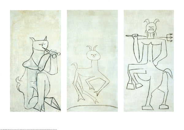 Satyr, Faun and Centaur with Trident, 1946 by Pablo Picasso - 20 X 28 Inches (Triptych Art Print)