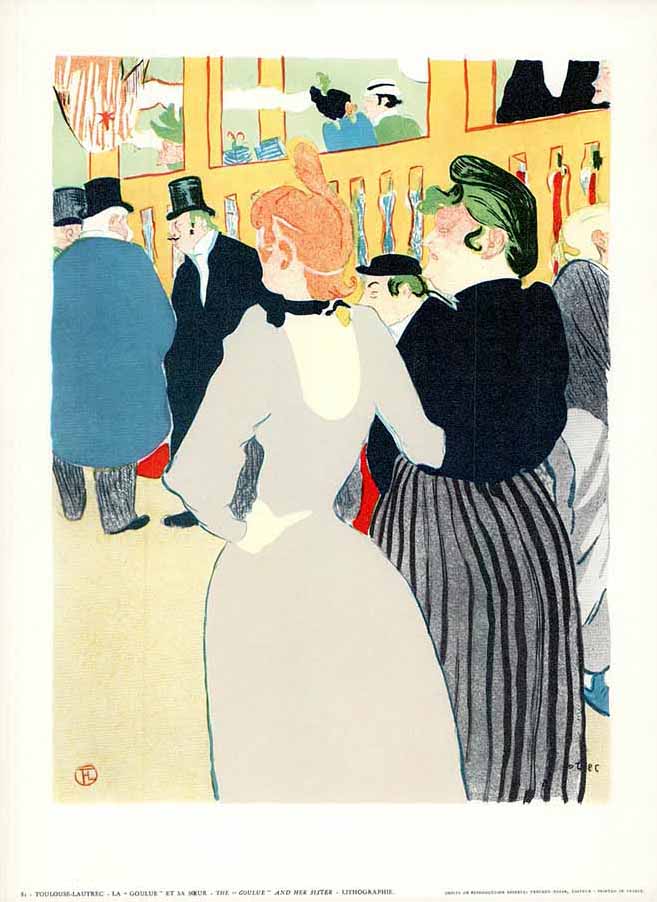The "Goulue" and Her Sister by Toulouse-Lautrec - 10 X 12 Inches (Lithograph/Poster)
