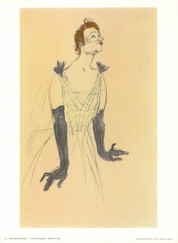 Yvette Guilbert by Henri de Toulouse-Lautrec - 10 X 12 Inches (Art Print)