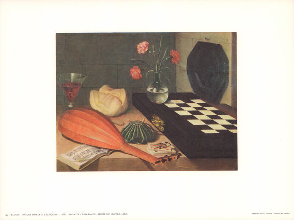 Still Life with Chess-Board by Lubin Baugin - 10 X 13 Inches (Art Print)