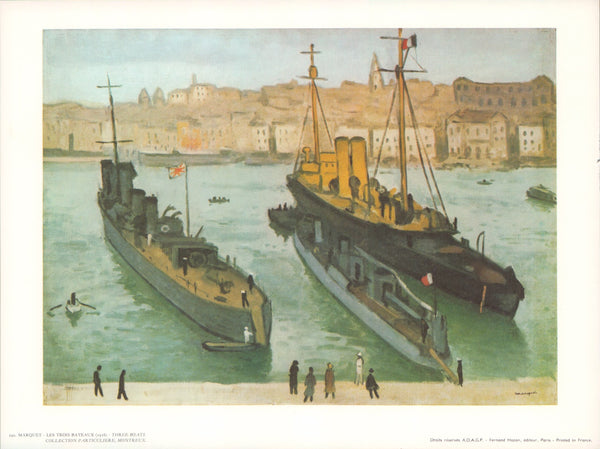 Three Boats, 1916 by Albert Marquet - 10 X 13 Inches (Art Print)