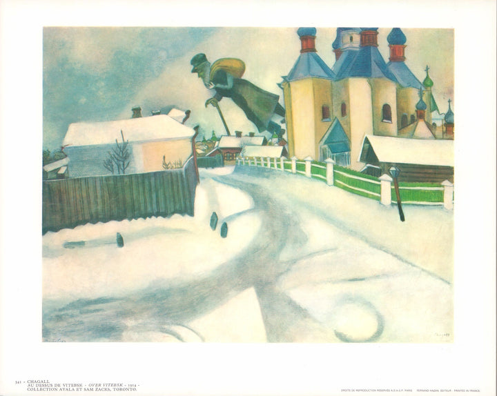 Over Vitebsk, 1914 by Marc Chagall - 10 X 12 Inches (Art Print)