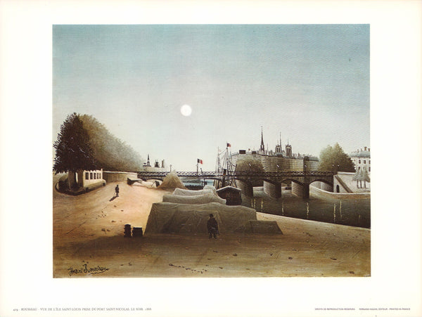 Vue de l'île Saint-Louis prise du Port Saint-Nicolas le Soir, 1888 by Henri Rousseau - 10 X 13 Inches (Art Print)