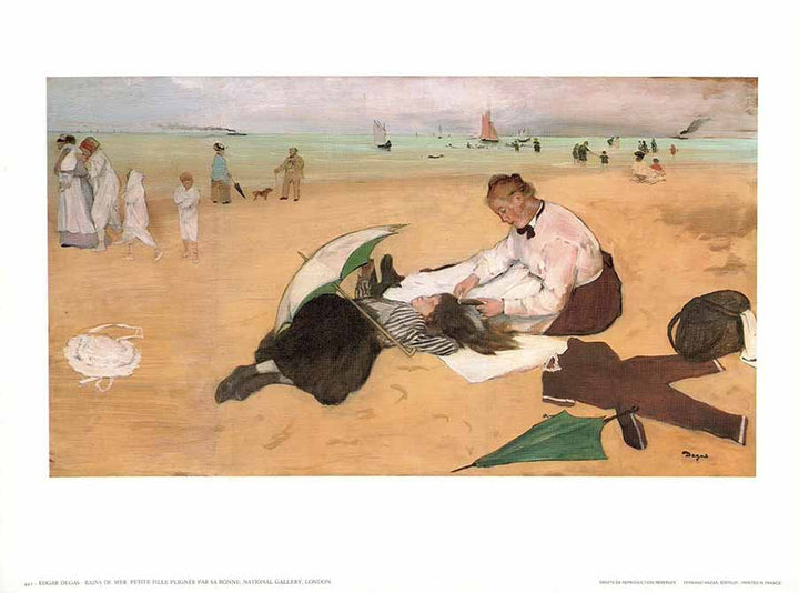 Sea Baths. Little Girl Combed By Her Maid by Edgar Degas - 10 X 12 Inches (Art Print)