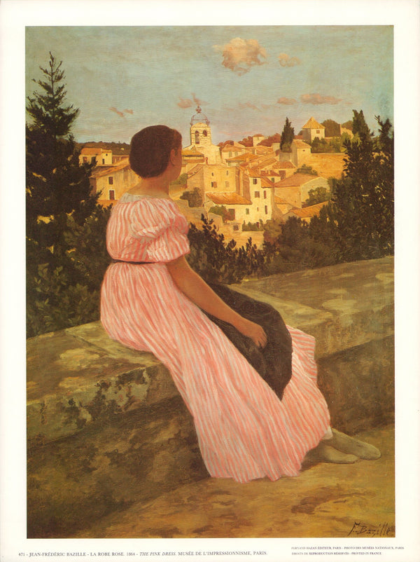 The Pink Dress, 1864 by Jean-Frédéric Bazille - 10 X 13 Inches (Art Print)