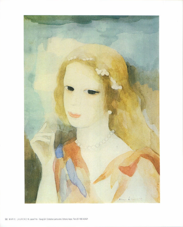 Young Girl by Marie Laurencin - 10 X 12 Inches (Art Print)