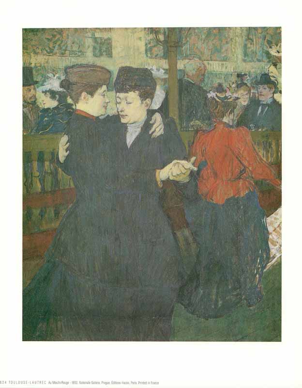 At the Moulin Rouge, The Two Waltzers, 1892 by Henri de Toulouse-Lautrec - 10 X 12 Inches (Art Print)