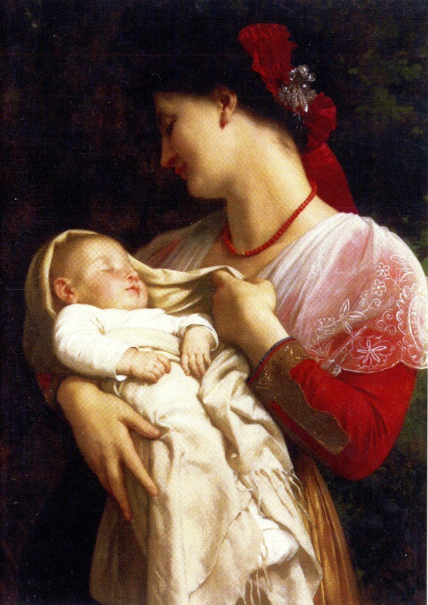 Mother and Child (detail) by William Adolphe Bouguereau - 5 X 7" (Greeting Card)