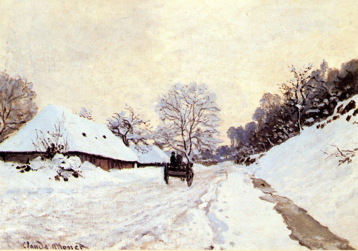 The Cart Snow Covered Road at Honfleur, 1867 by Claude Monet - 5 X 7" (Greeting Card)