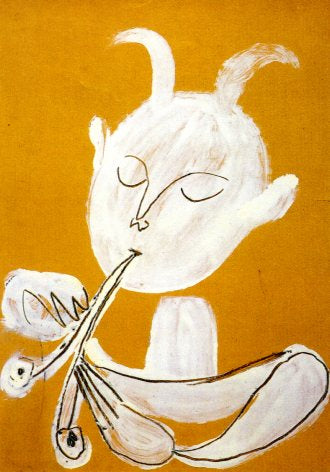 White Faun Playing Diaulos, 1946 by Pablo Picasso - 5 X 7 Inches (Greeting Card)