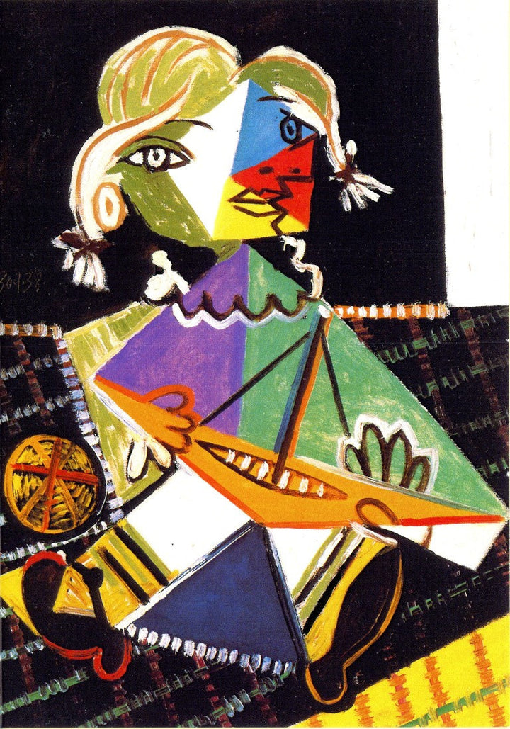 La Fille De L'artiste Avec Un Bateau, 1938 by Pablo Picasso - 5 X 7 Inches (Greeting Card)