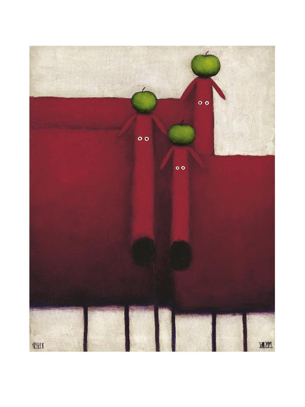 Three Red Dogs with Apples by Daniel Patrick Kessler - 24 X 32 Inches (Art Print)
