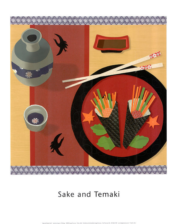 Sake And Temaki Sushi by James Langan - 16 X 20 Inches (Art Print)