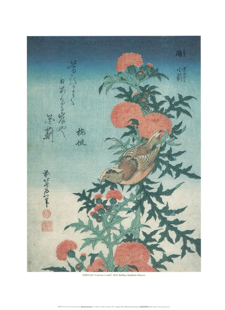 Thistle and Crossing, 1834 by Katsushika Hokusai - 12 X 16 Inches (Art Print)