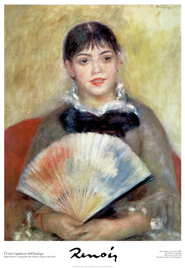Girl with fan, 1880 by Pierre-Auguste Renoir - 20 X 28 Inches (Art Print)