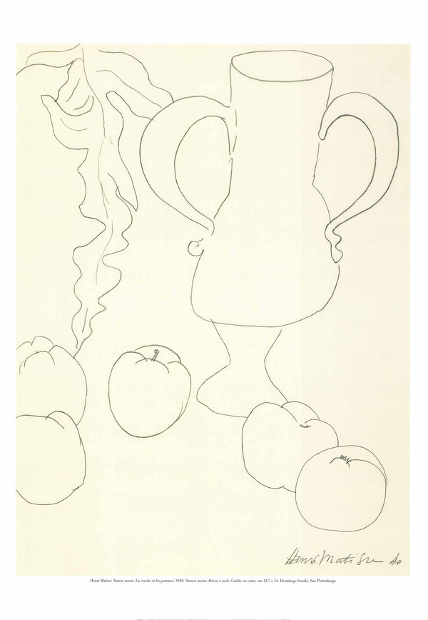 Still Life. Jug and Apples, 1940 by Henri Matisse - 28 X 40 Inches (Art Print)