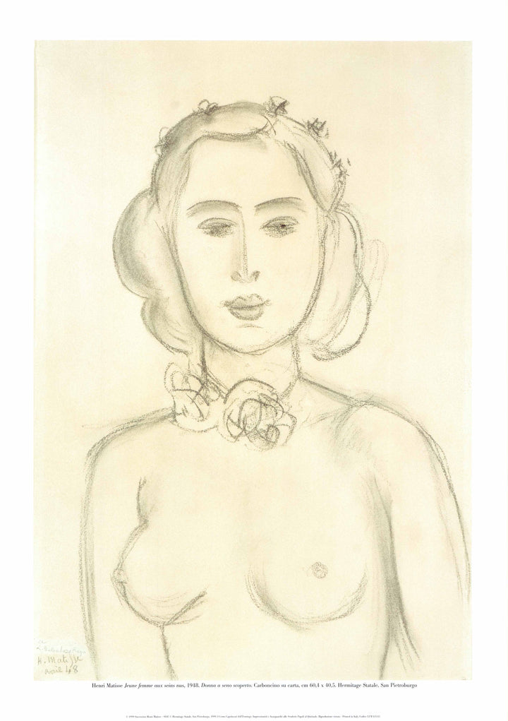 Topless Young Woman, 1948 by Henri Matisse - 20 X 28 Inches (Art Print)