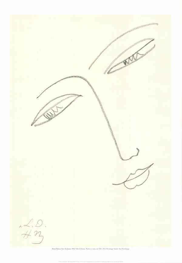 Face of Woman, 1935 by Henri Matisse - 28 X 40 Inches (Art Print)