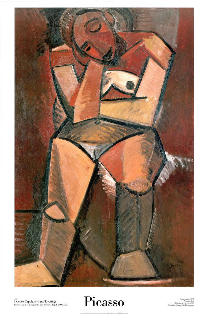 Femme Assise, 1908 by Pablo Picasso - 24 X 36 Inches (Art Print)