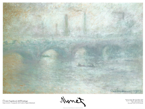 Waterloo Bridge. fog effect by Claude Monet - 24X32 Inches (Art Print)