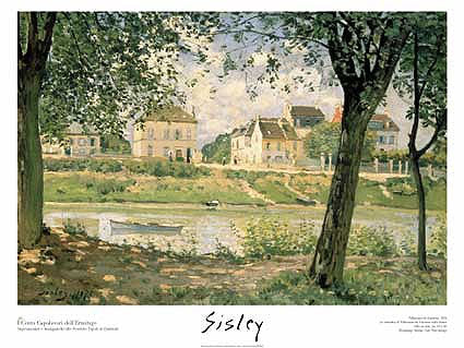 The town of Villeneuve-la-Garenne on the Seine by Alfred Sisley - 24 X 32 Inches (Art Print)