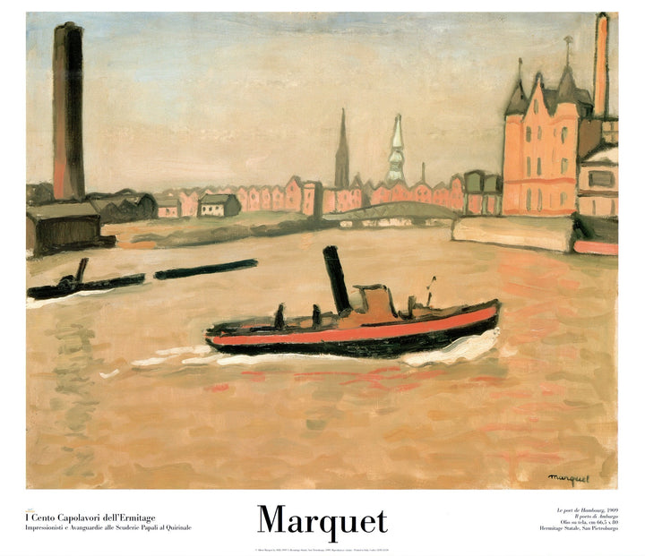 The port of Hamburg, 1909 by Albert Marquet - 24 X 28 Inches (Art print)