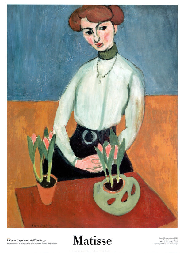 Young Girl with Tulips, 1910 by Henri Matisse - 24 X 32 Inches (Art Print)