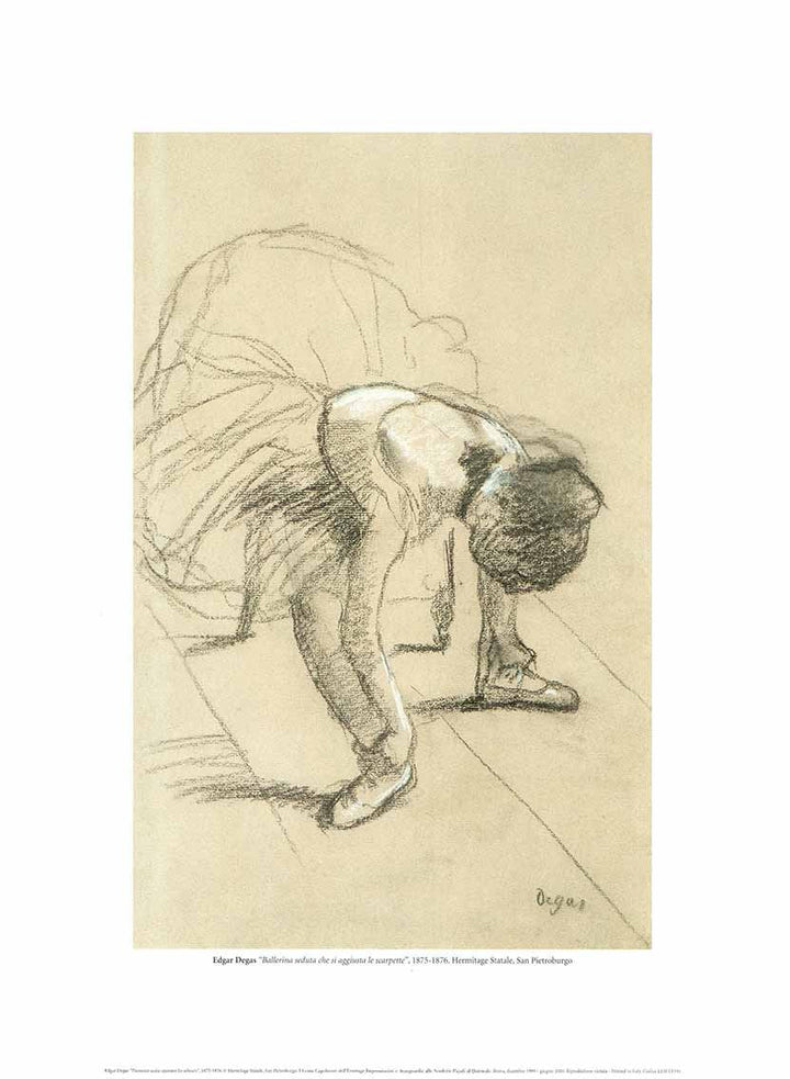 Seated Dancer Adjusting the Soloists, 1875-76 by Edgar Degas - 12 X 16 Inches (Art Print)
