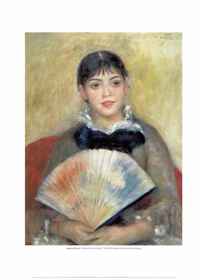 Young Woman with Fan, 1880 by Pierre-Auguste Renoir - 12 X 16 Inches (Art Print)