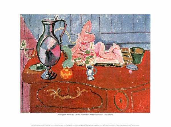 Rose Statuette and Jug on Red Chest of Drawers, 1908 by Henri Matisse - 12 X 16 Inches (Art Print)