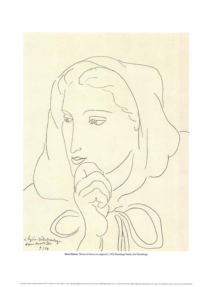 Portrait of a Woman with a Hood, 1939 by Henri Matisse - 12 X 16 Inches (Art Print)