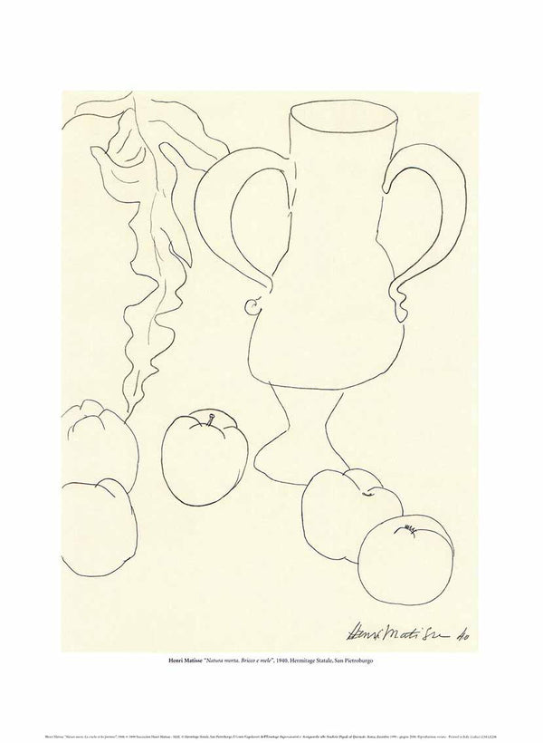 Still Life. Jug and Apples, 1940 by Henri Matisse - 12 X 16 Inches (Art Print)