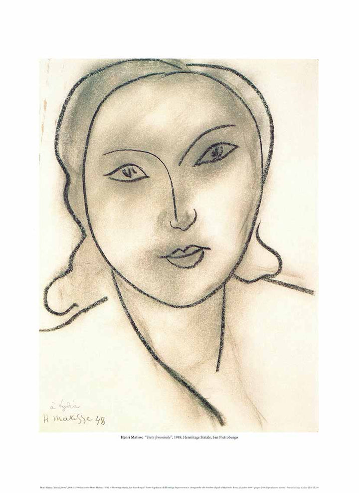 Woman's Head, 1948 by Henri Matisse - 12 X 16 Inches (Art Print)