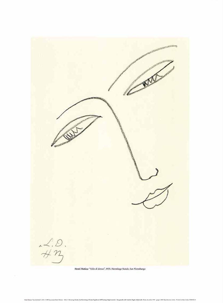 Face of Woman, 1935 by Henri Matisse - 12 X 16 Inches (Art Print)