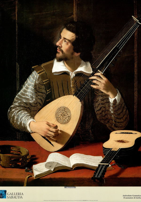The theorbo player by Antiveduto Grammatica - 24 X 32 Inches (Art print)