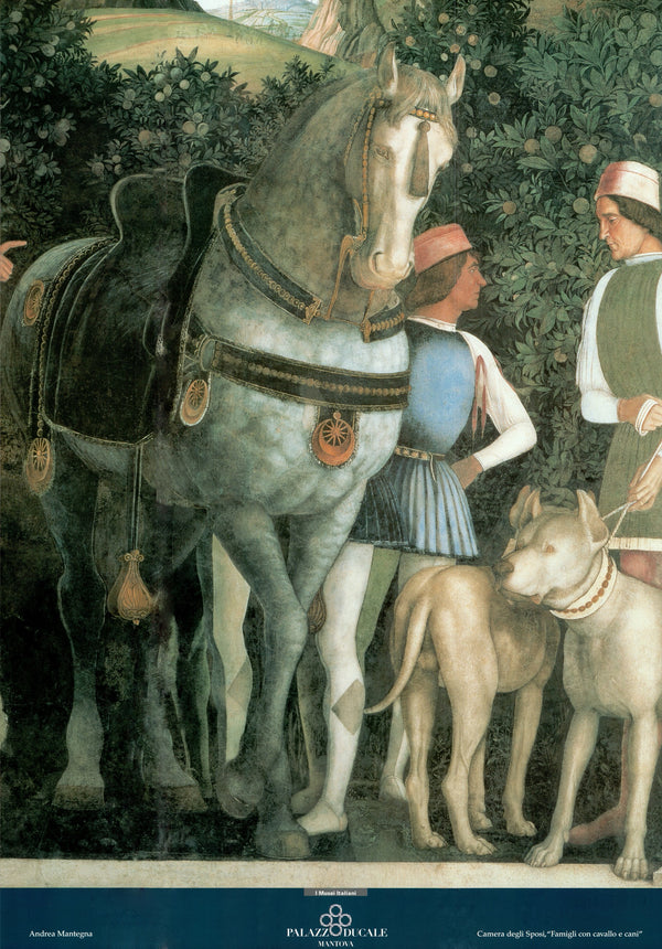 Room of the Spouses, "Family with horse and dogs" by Andrea Mantegna - 28 X 40 Inches (Art print)